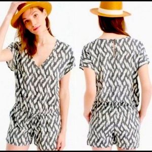 J Crew short sleeve printed romper size M